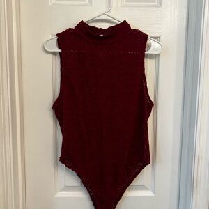 Free People Burgundy Lace Bodysuit
